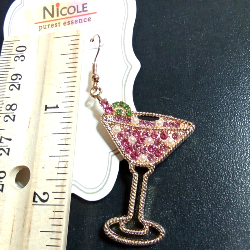 Cocktail Rhinestone Earrings - Picture 5 of 6